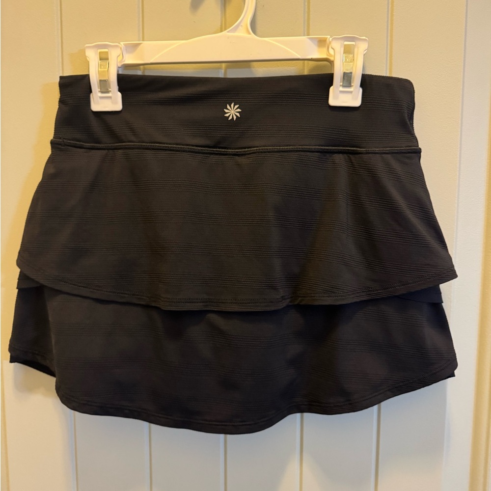 Athleta Black Mini Bubble Skirt with Tiered Design for Night Out